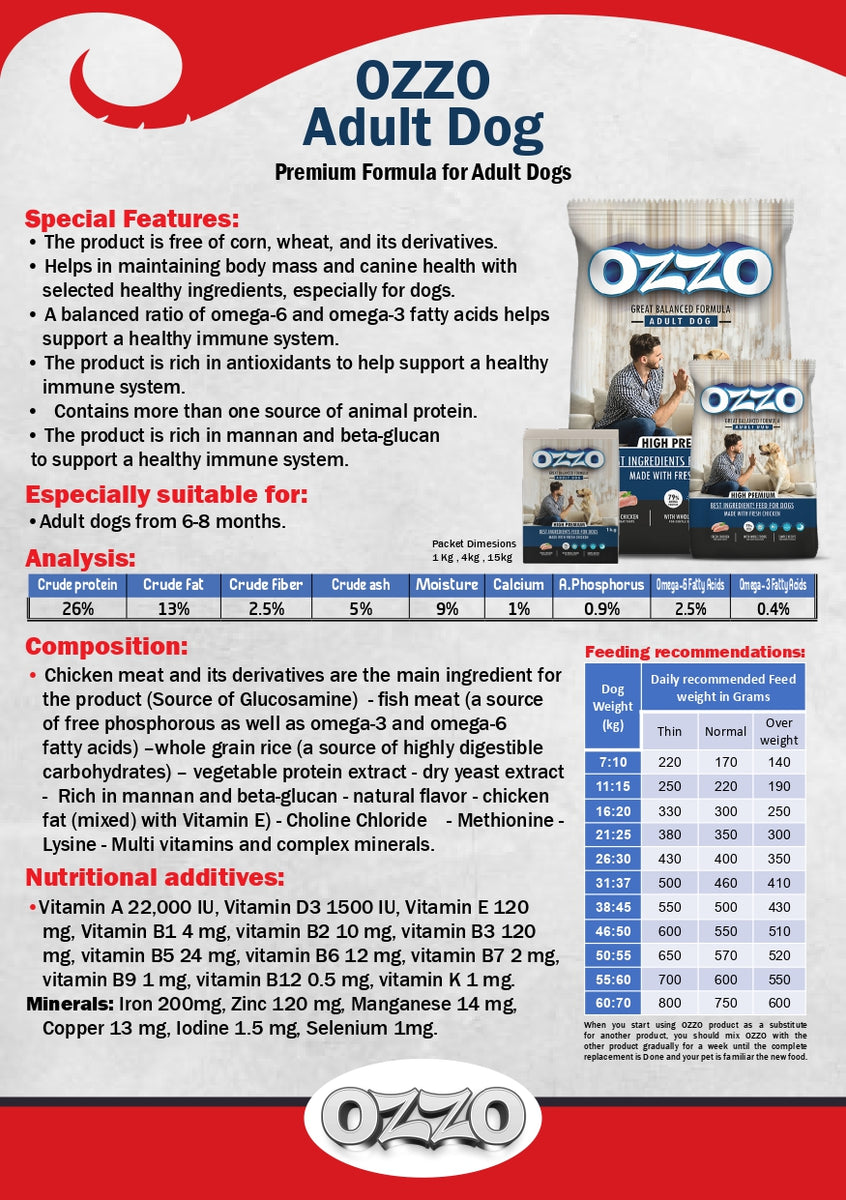 OZZO High Premium Adult Dog Dry Food With Fresh Chicken – ZajilStore
